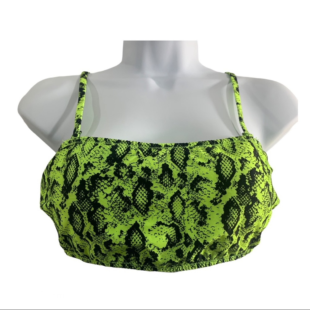 5 for 20 NWOT neon green snakeskin padded bikini top